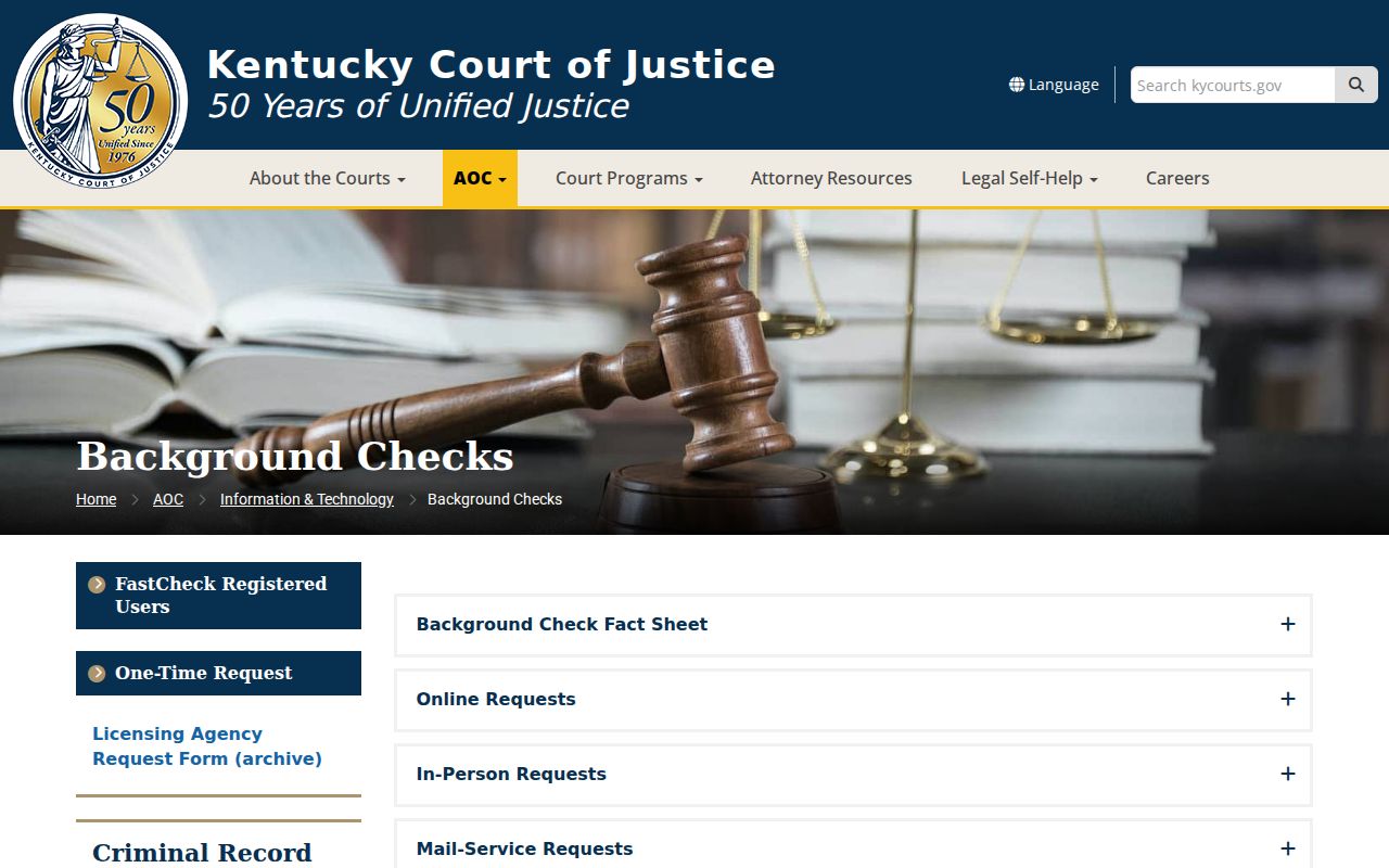 Letcher County criminal history AOC background check options
