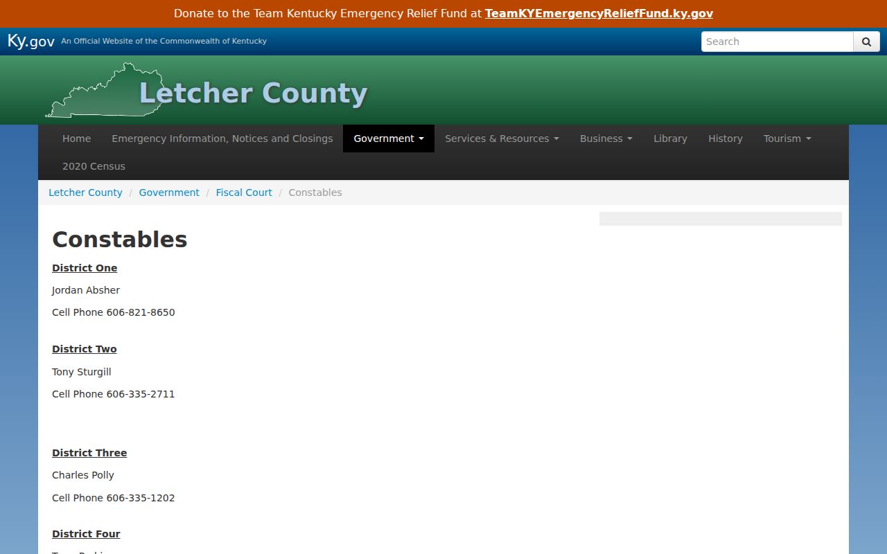 Letcher constable directory for Whitesburg criminal records routing