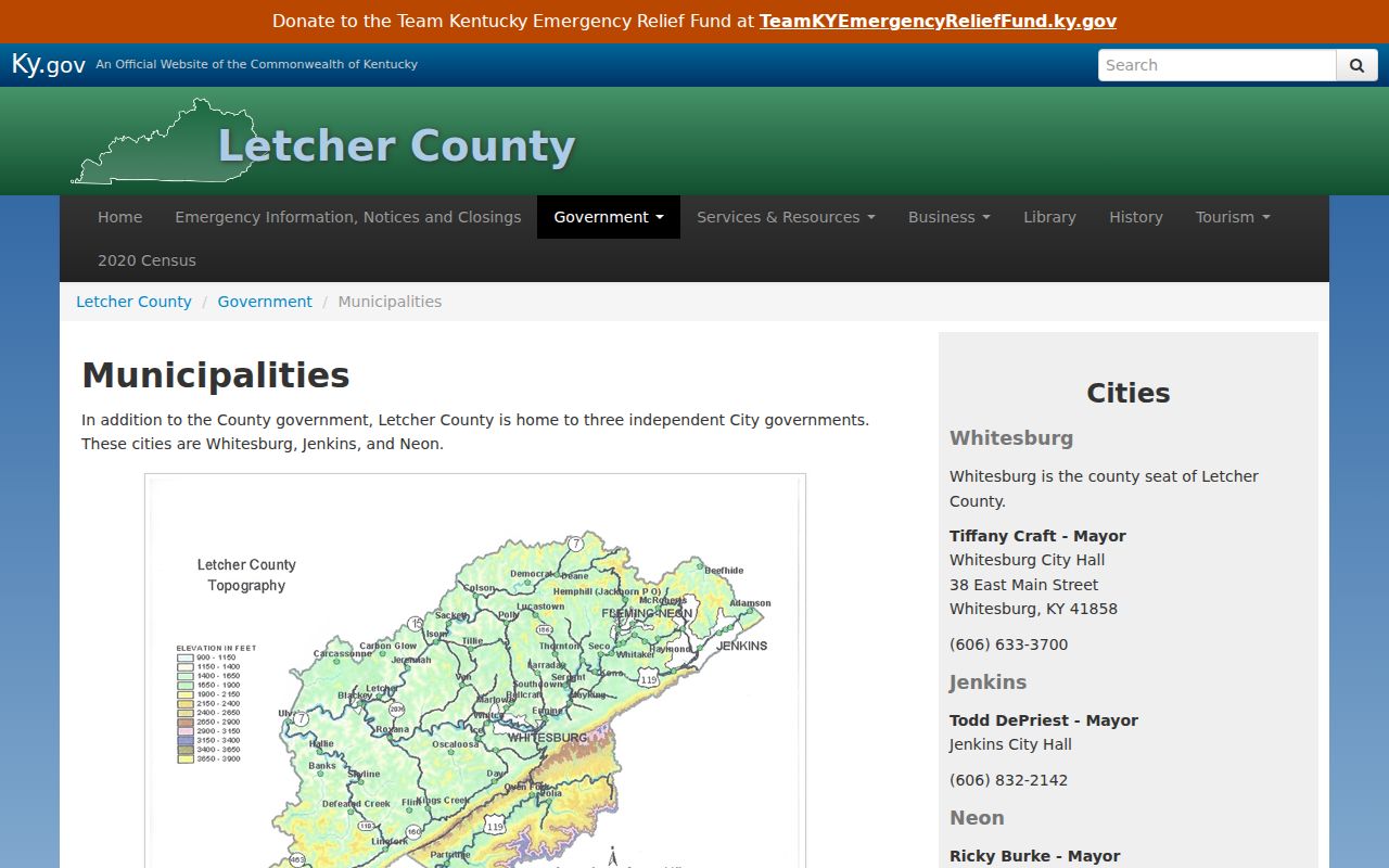 Letcher County municipal directory for Whitesburg criminal records